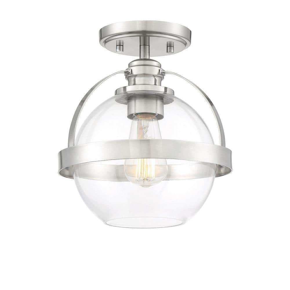 Modern Globe Satin Nickel Ceiling Light with Clear Glass