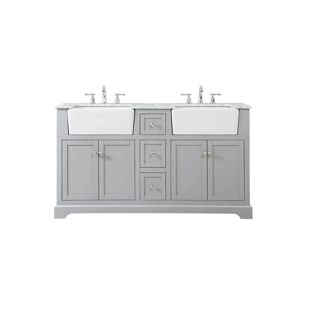 Simply Living 60 in. W x 22 in. D x 34.75 in. H Bath Vanity in Grey with Ca
