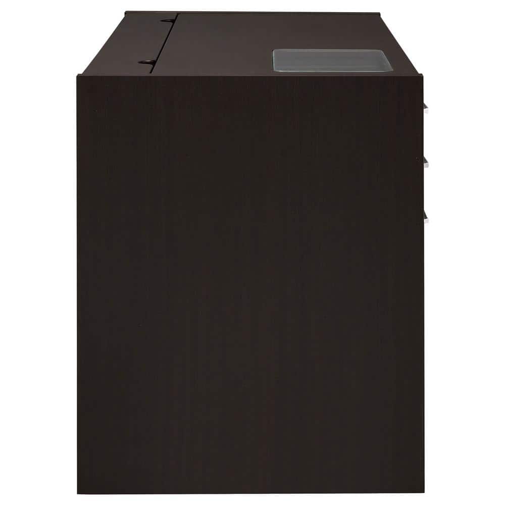 Transitional Cappuccino 47" Home Office Desk with Power Outlet and Drawers