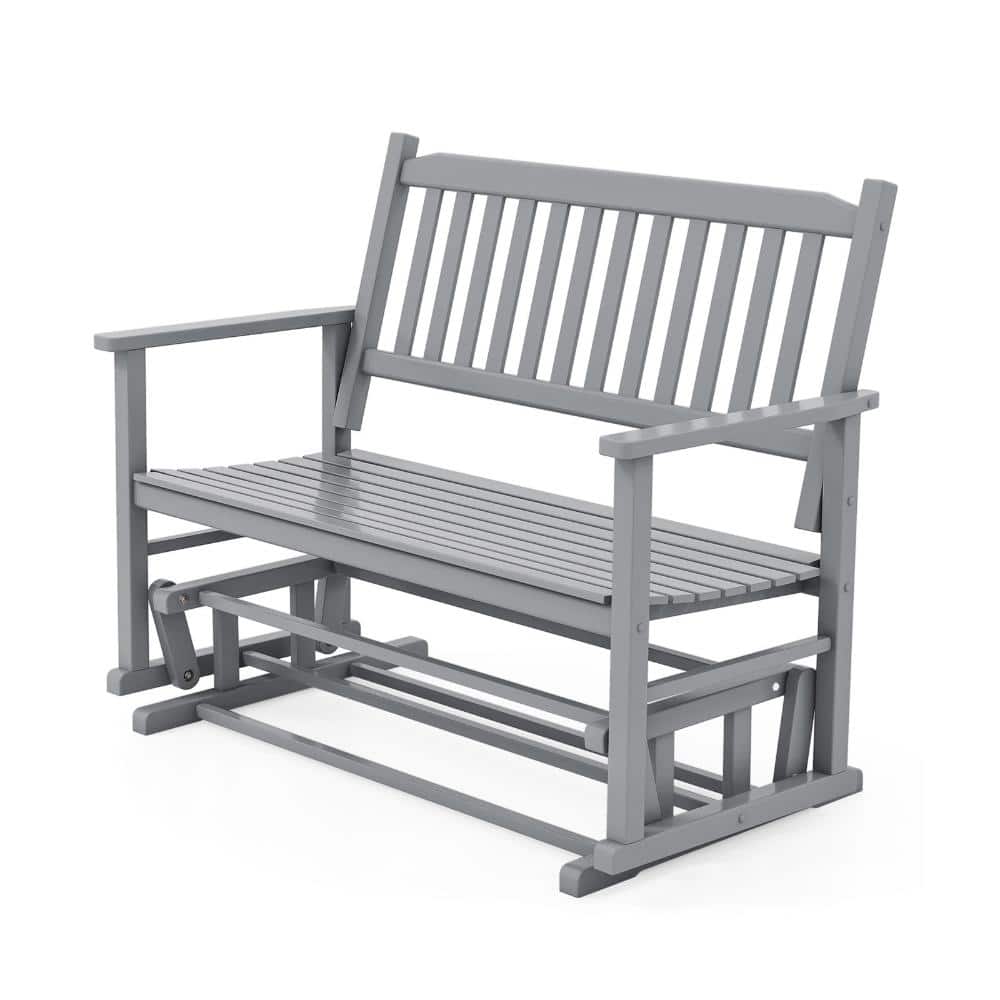 50 in. Poplar Wood 2-Seat Outdoor Glider Bench with Slatted Seat, Gray price history on PriceWatchPro