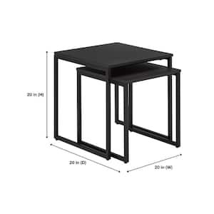 Donnelly Black Nesting Tables with Black Wood Top (Set of 2)