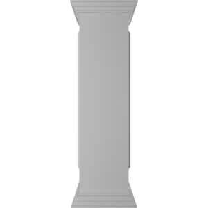 Straight 48 in. x 12 in. White Box Newel Post with Panel, Peaked Capital and Base Trim (Installation Kit Included)