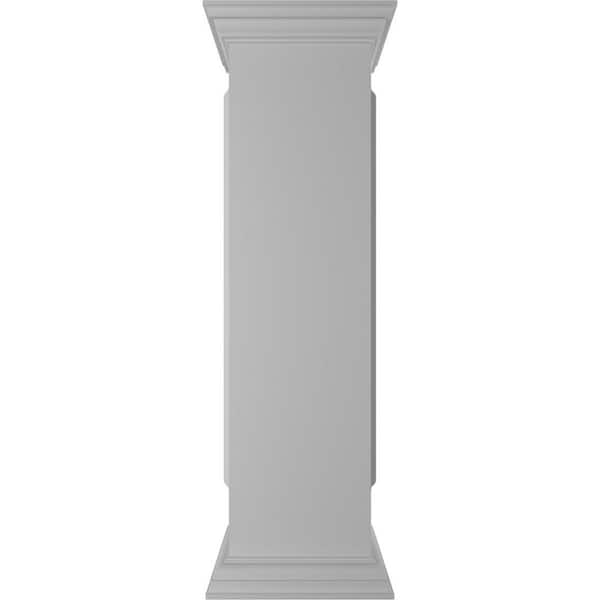 Ekena Millwork Straight 48 in. x 12 in. White Box Newel Post with Panel, Peaked Capital and Base Trim (Installation Kit Included)