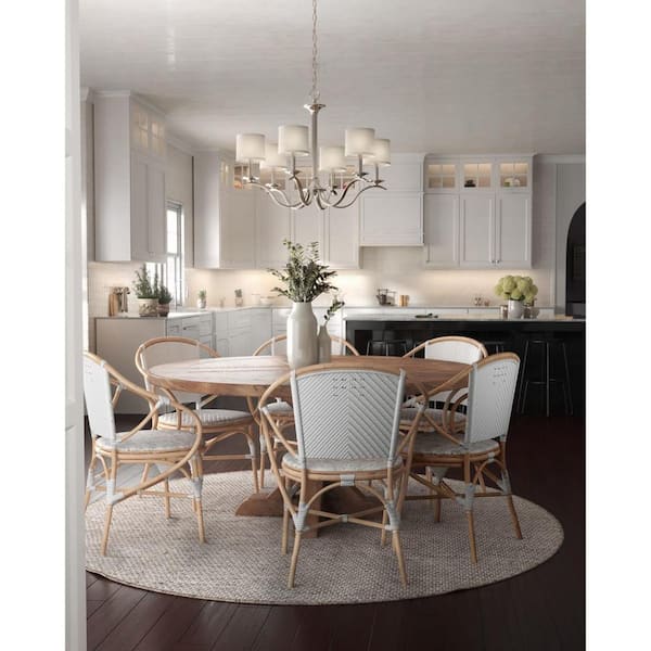 Inspire Collection 6-Light Brushed Nickel White Linen Shade Traditional Empire Chandelier Light