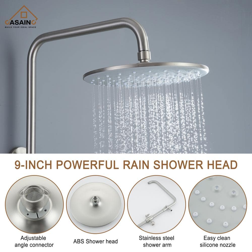 Brushed Nickel Adjustable Rainfall and Handheld Shower System