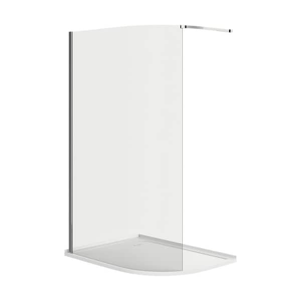 A&E Olisa 35.43 in. L x 47.24 in. W x 77.8 in. H Corner Shower Kit Fixed Framed Shower Door Center Drain Shower Pan