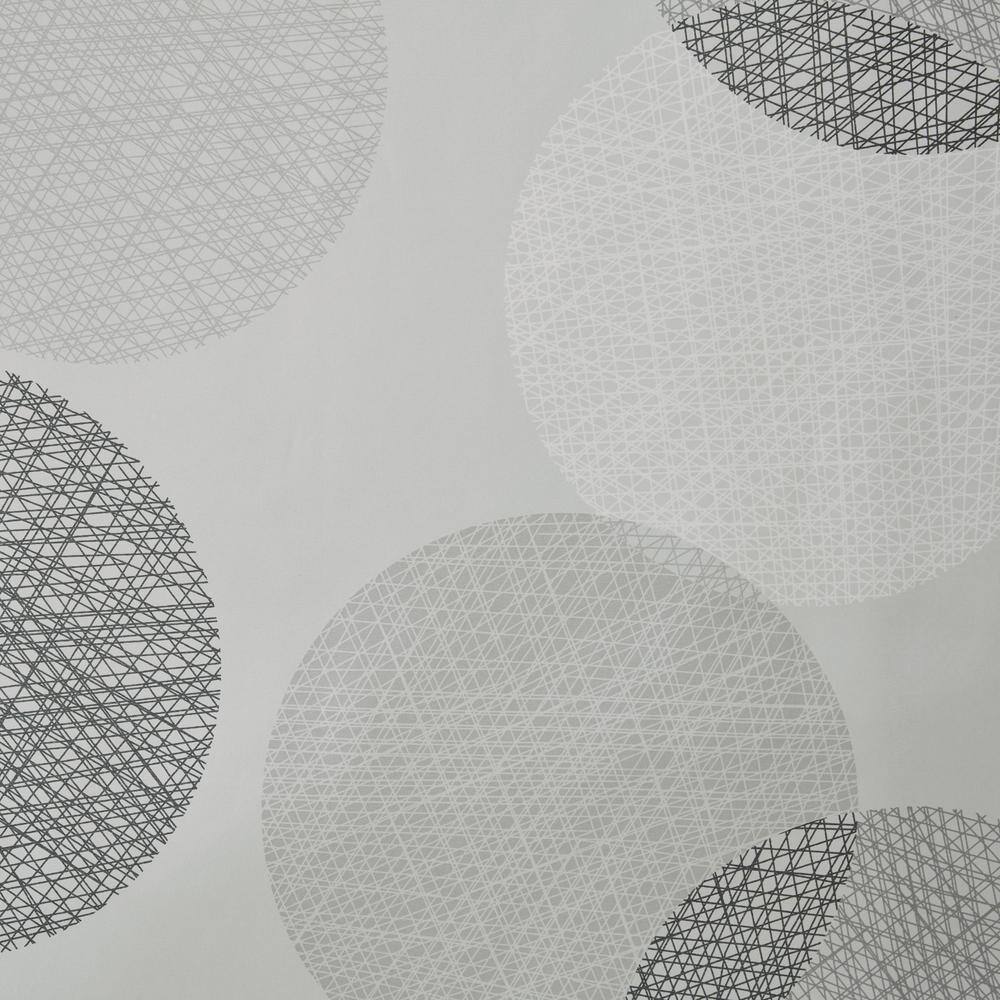 Gray Geometric Fabric Shower Curtain with Liner, 72x72"