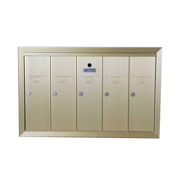 Florence 1250 Vertical Series 5-Compartment Gold Speck Recess-Mount Mailbox