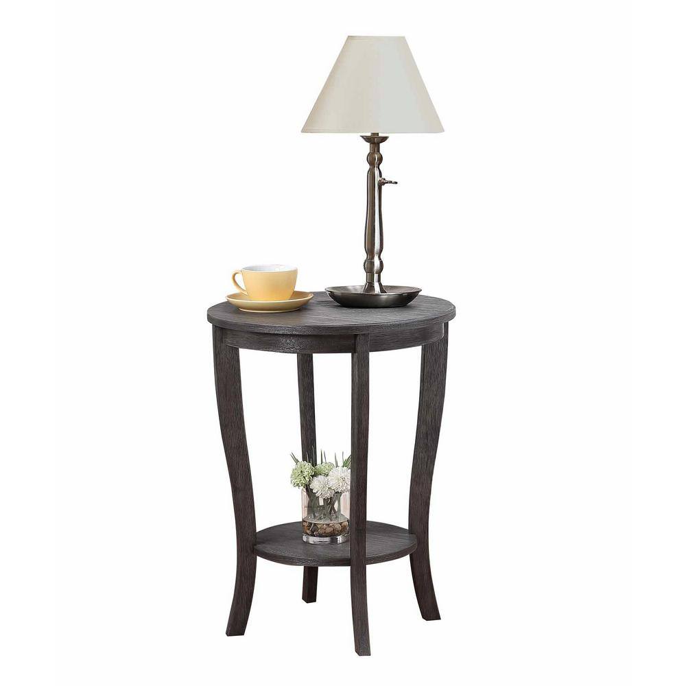 American Heritage 18" Round Wood End Table in Dark Gray