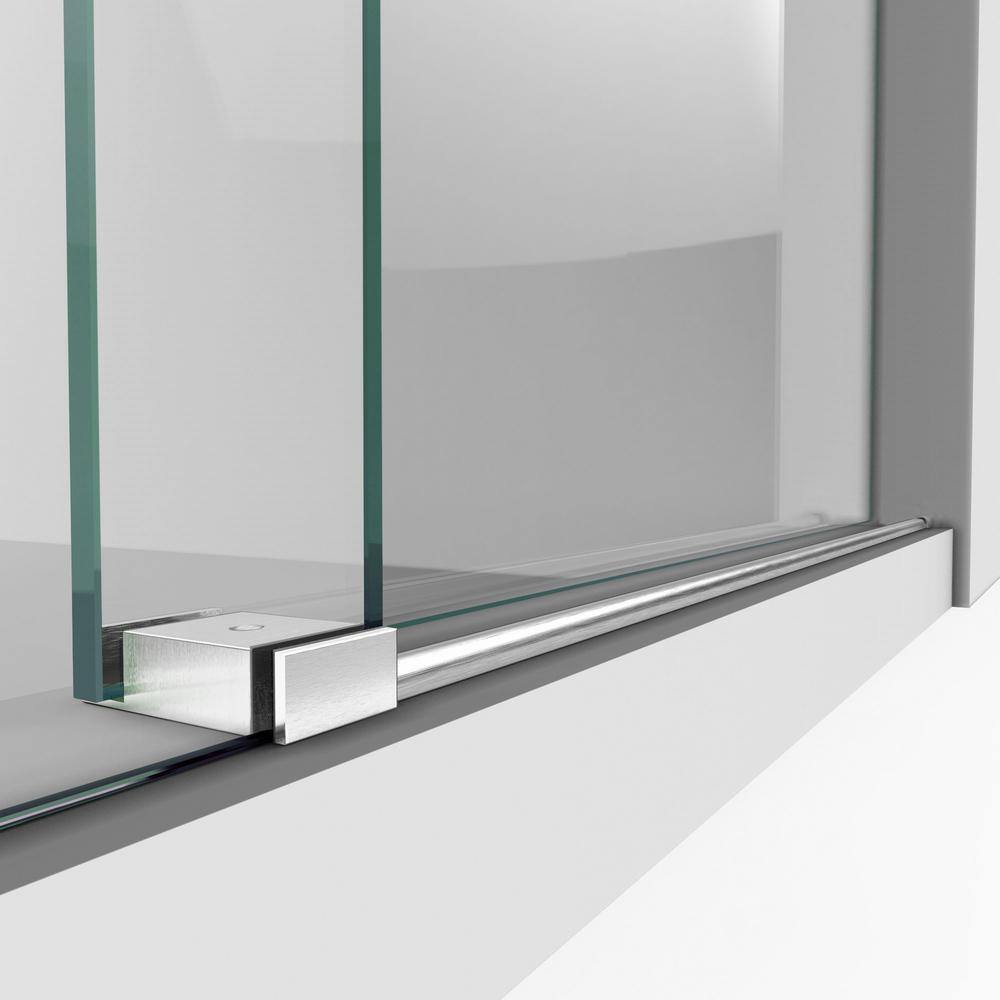 Enigma-XO Frameless Sliding Shower Door with Polished Stainless Steel Hardware