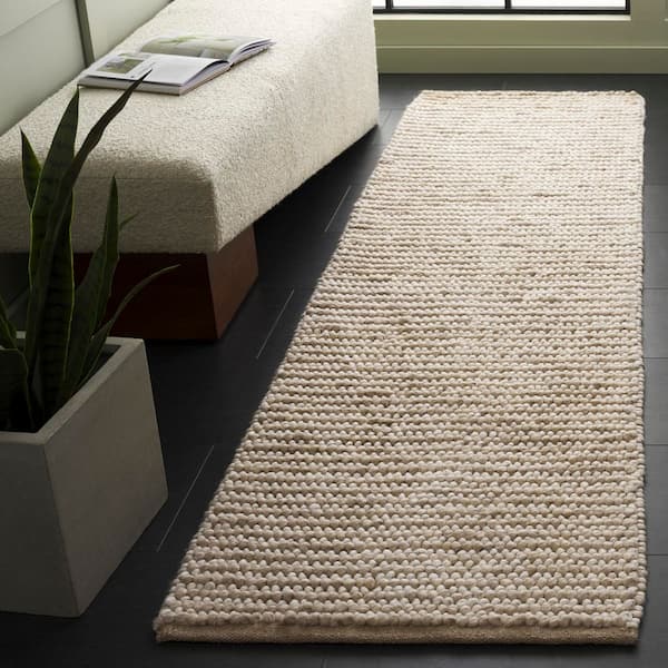 Natura 2 ft. x 8 ft. Taupe/Ivory Striped Solid Marle Runner Rug
