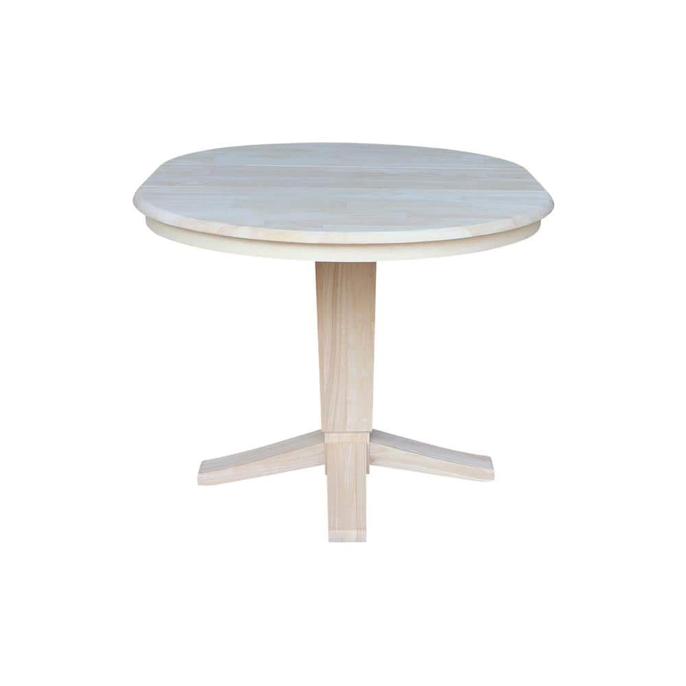 Unfinished Solid Wood Round Extendable Dining Table, 48 in