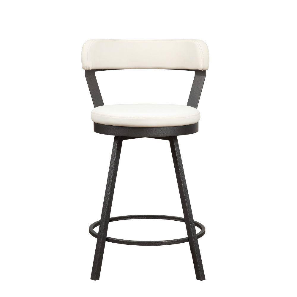Elysian White Leatherette Swivel Counter Chair with Metal Base, Set of 2