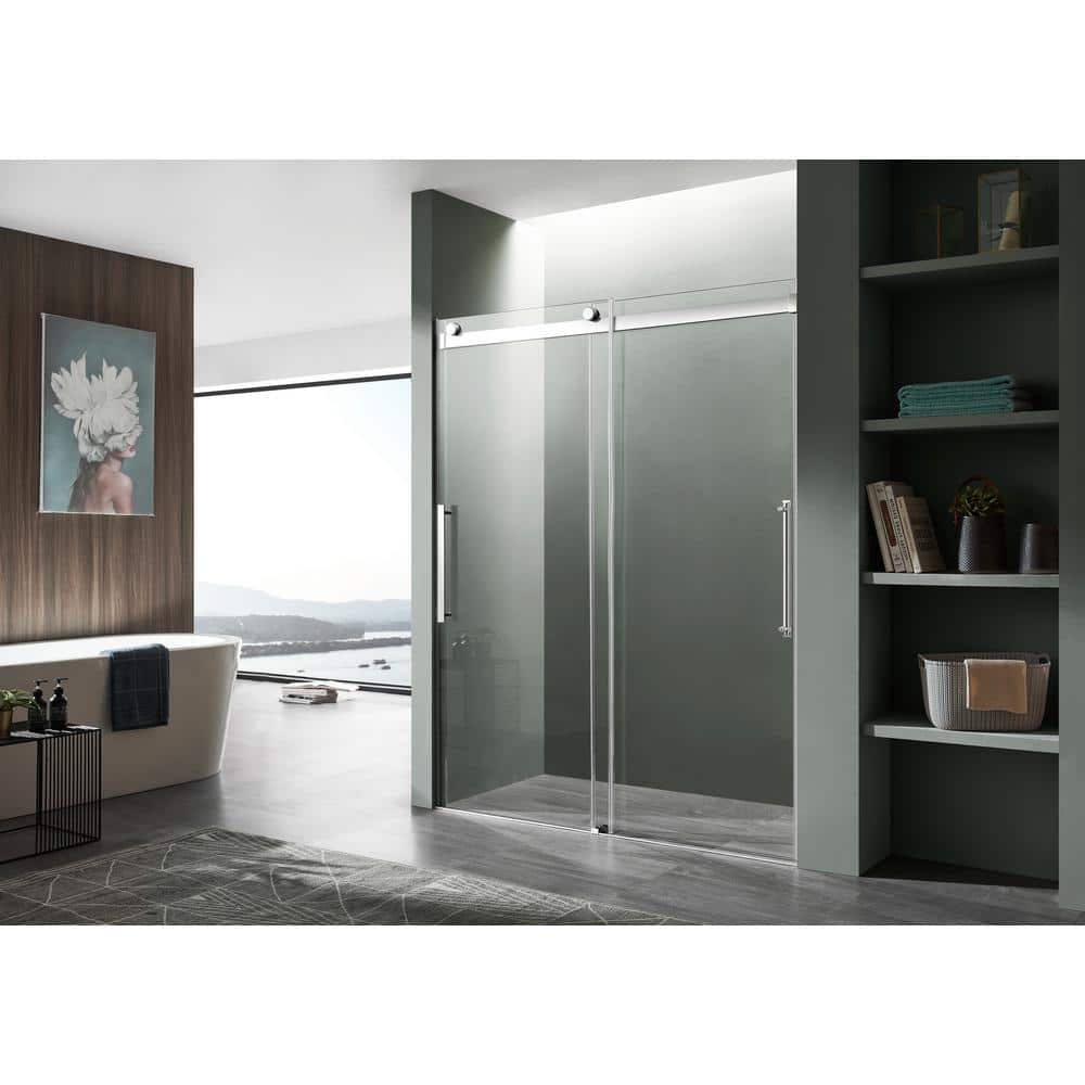 Stellar Series 48 x 76 Polished Chrome Frameless Sliding Shower Door