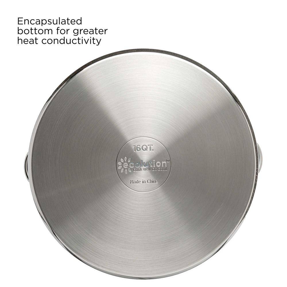 16 Quart Polished Stainless Steel Stock Pot with Lid