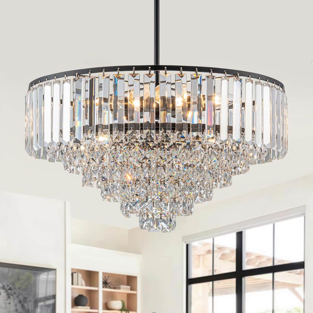 TinHon Modern 5-Light Black Crystal Chandelier for Dining Room or ...