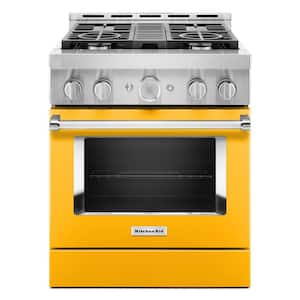 30 in. 4.1 cu. ft. Smart Commercial-Style Gas Range with Self-Cleaning and True Convection in Yellow Pepper