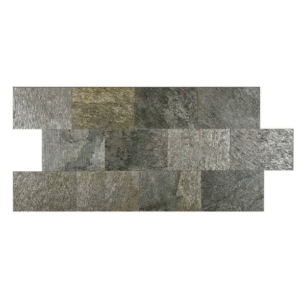 FastStone+ Silver Shine 6 in. x 9 in. Slate Peel and Stick Wall Tile (4.5 sq. ft. / pack)