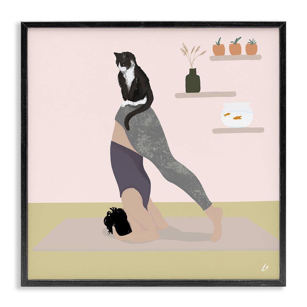 Downward Cat Yoga Pose by Lydia Orange Black Framed People Giclee Art Print 17 in. x 17 in. price history on PriceWatchPro