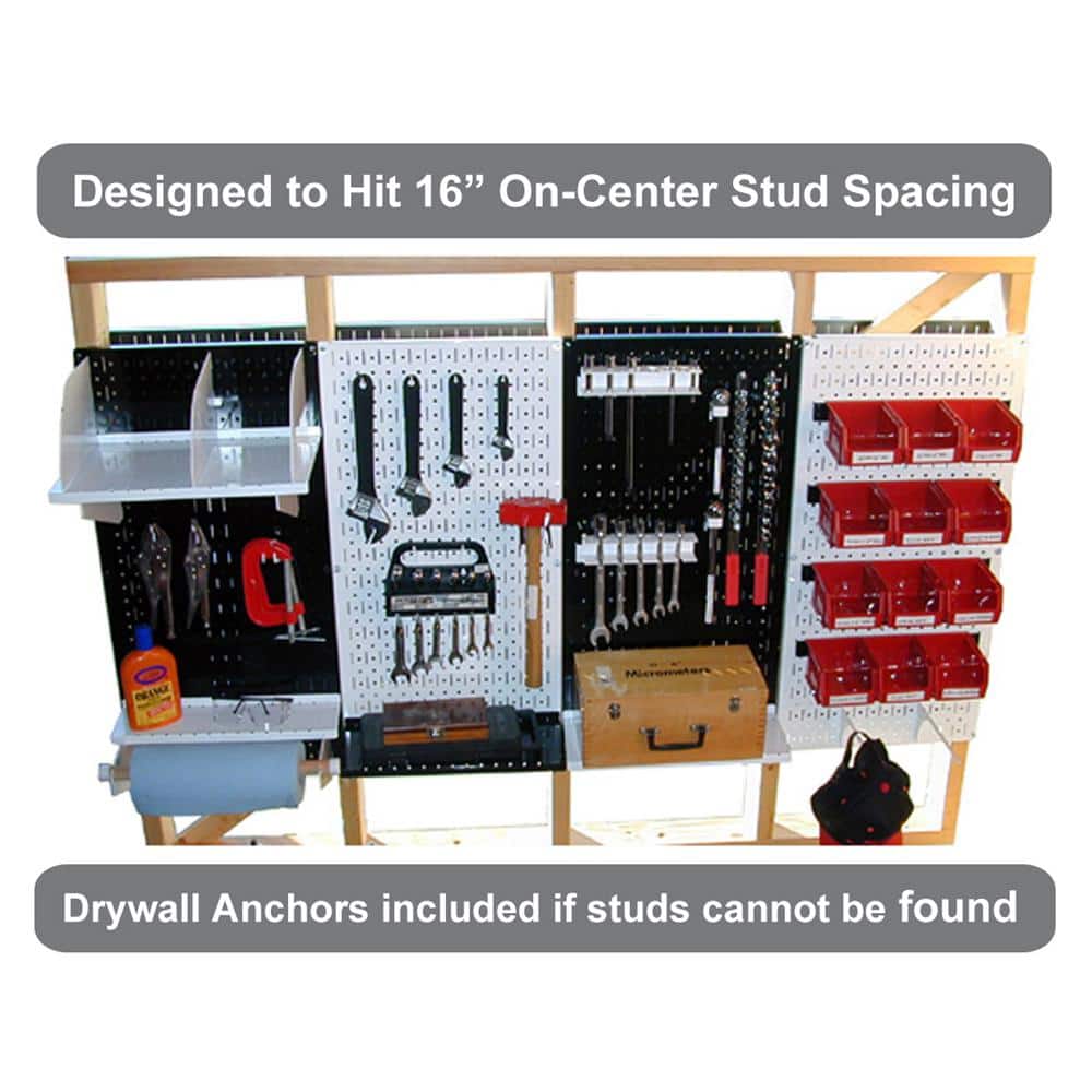Green Metal Pegboard Pantry Organizer with White Hooks, 32-inch