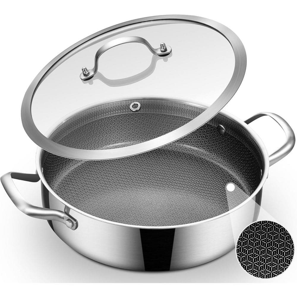 5qt Stainless Steel Ceramic Nonstick Saute Pan with Lid Hybrid Tri-Ply Induction Oven Safe Dishwasher Large Skillet price history on PriceWatchPro