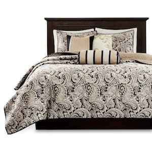 Wellington 6-Piece Black Full/Queen Reversible Coverlet Set