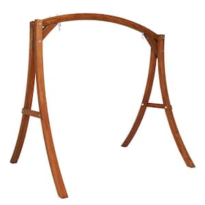 80 in. Brown Wood Patio Swing Stand Support 660 lbs., Durable PU Coating
