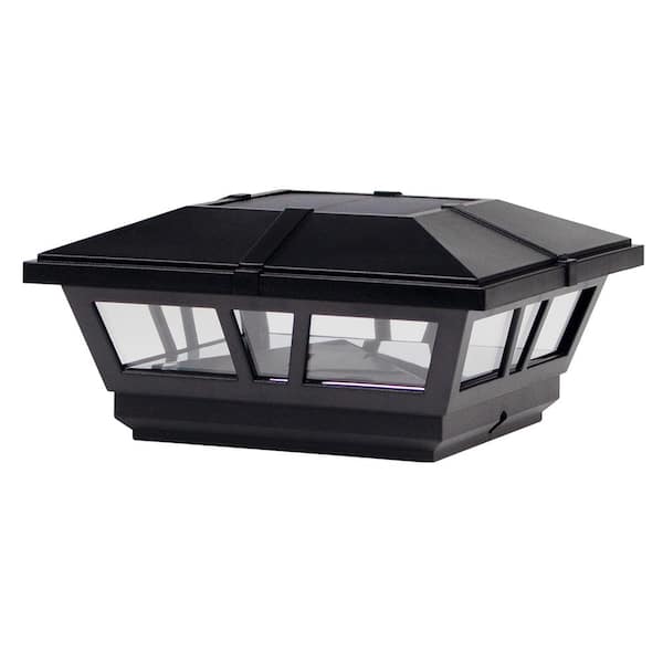 Solar Adaptable Plastic 4 in. x 4 in. Fits Nominal Post Size 3.5in. x 3.5in. Black Post Cap with a 6 in. x 6 in. Adaptor
