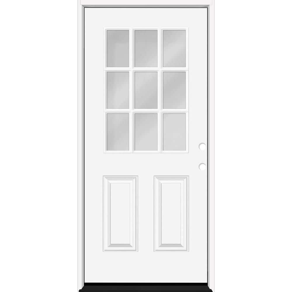 Reliant 36 in. x 80 in. 2P HalfLite 9L SDL Clear Glass LHIS Unfinished White Fiberglass Prehung Front Door w/6-9/16 Jamb price history on PriceWatchPro