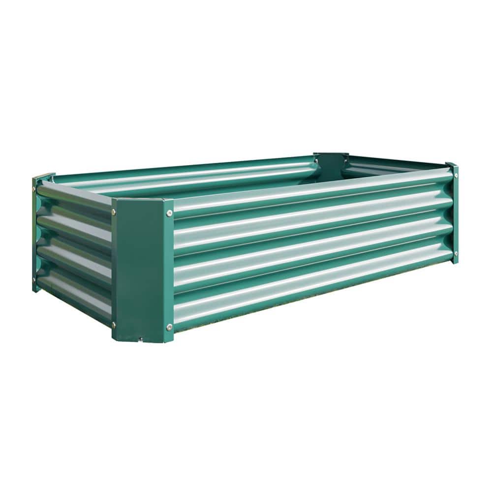 4 ft. L x 2 ft. W x 1 ft. H Green Galvanized Metal Outdoor Raised Garden Be