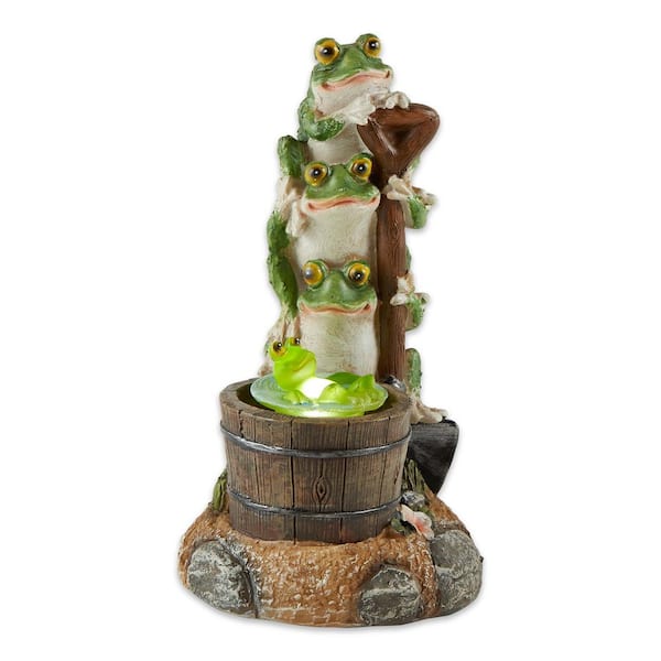 solar frog garden decor