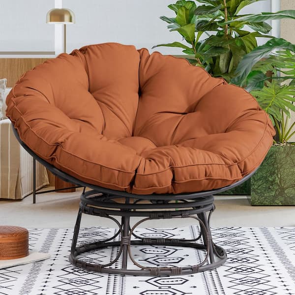 JOYSIDE Yellow Wicker Outdoor Patio Papasan Lounge Chair with Deep Blue  Cushion M53B-BLU-THD - The Home Depot