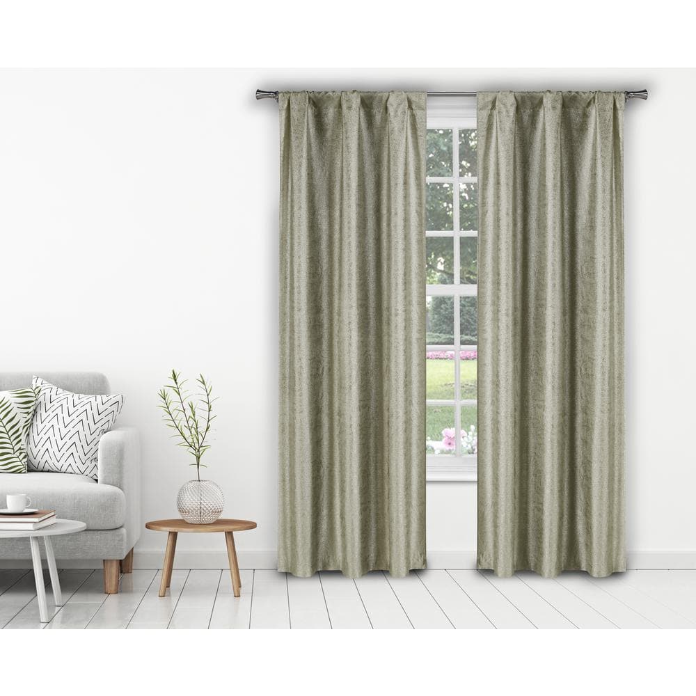 Nikora 37 in. W x 84 in. L Polyester Window Panel in Gold (2-Pack)