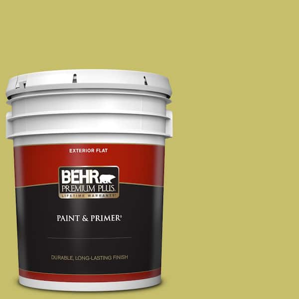BEHR PREMIUM PLUS 5 gal. #P350-5 Go Go Lime Flat Exterior Paint & Primer