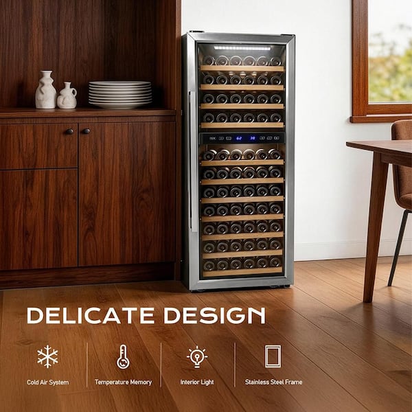 Karl home 7 cu. ft. Dual Zone 73 Bottle Capacity Freestanding Wine