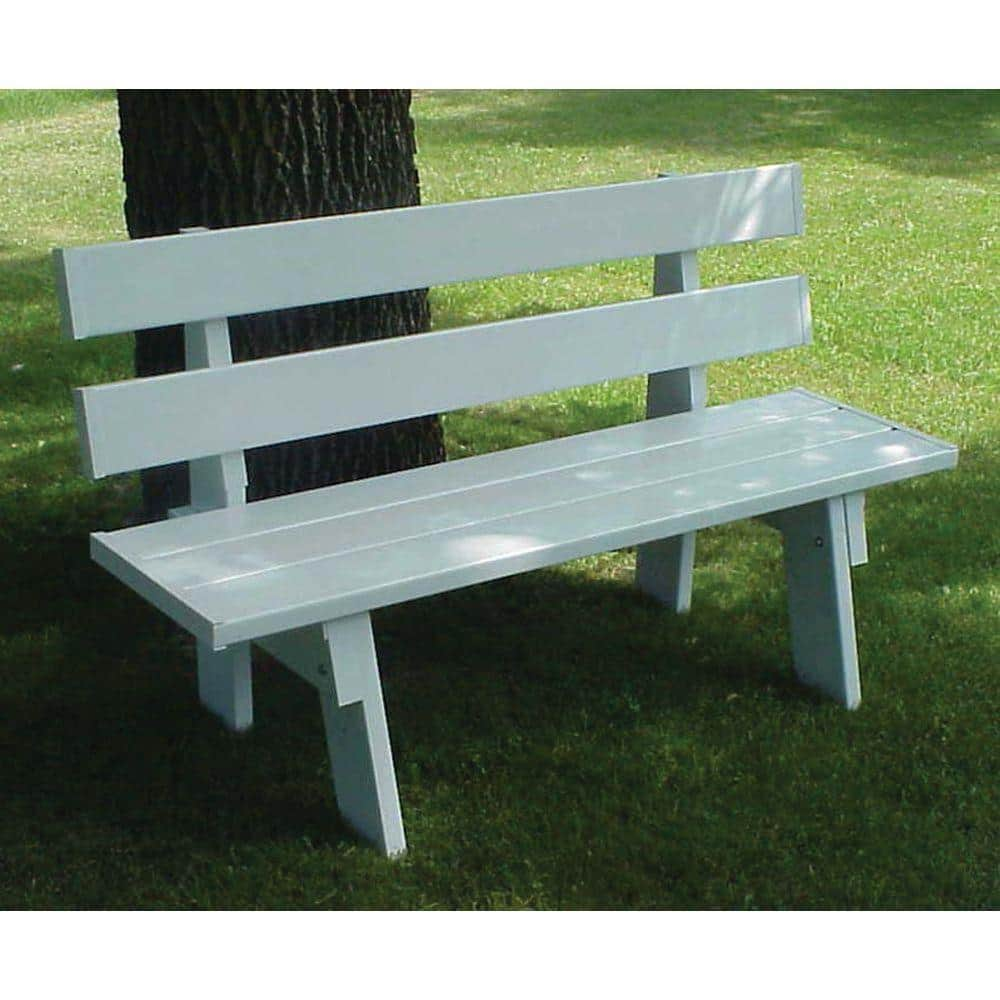 Dura Trel 60 In L X 17 In W X 16 In H White Vinyl Patio Park Bench 11136 The Home Depot