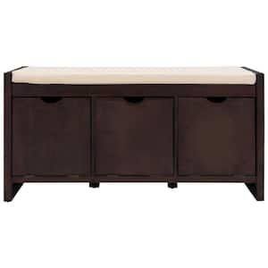 19.8 in. H x 39 in. W Espresso Wood Shoe Storage Bench