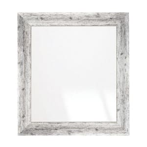 28 in. W x 33 in. H Weathered Timber Inspired Rustic White and Gray Sloped Framed Wall Mirror