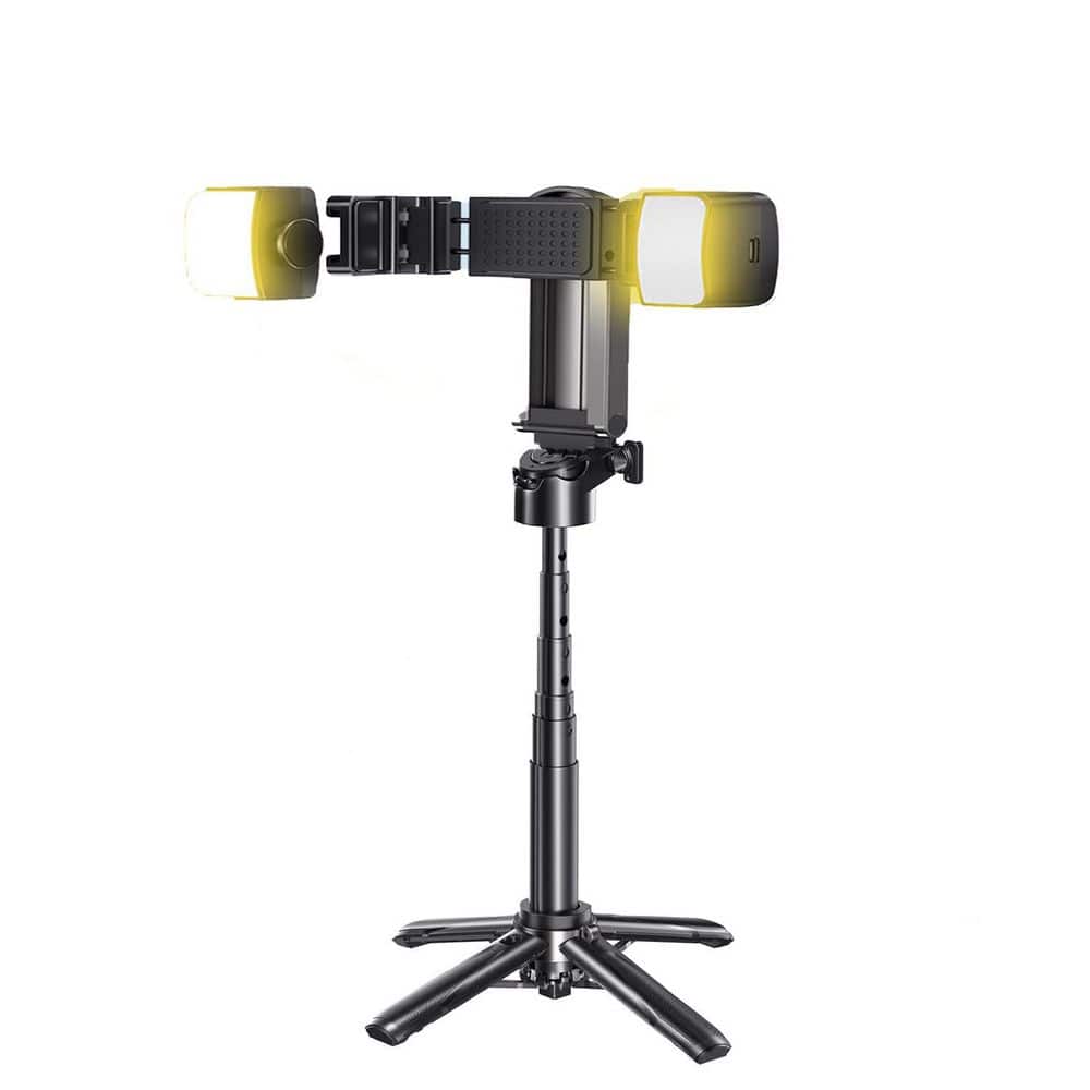 Portable Phone Tripod Selfie Stick with Detachable Remote and Dual Fill Light-Adjustable Angle, Rotatable Holder, Black price history on PriceWatchPro