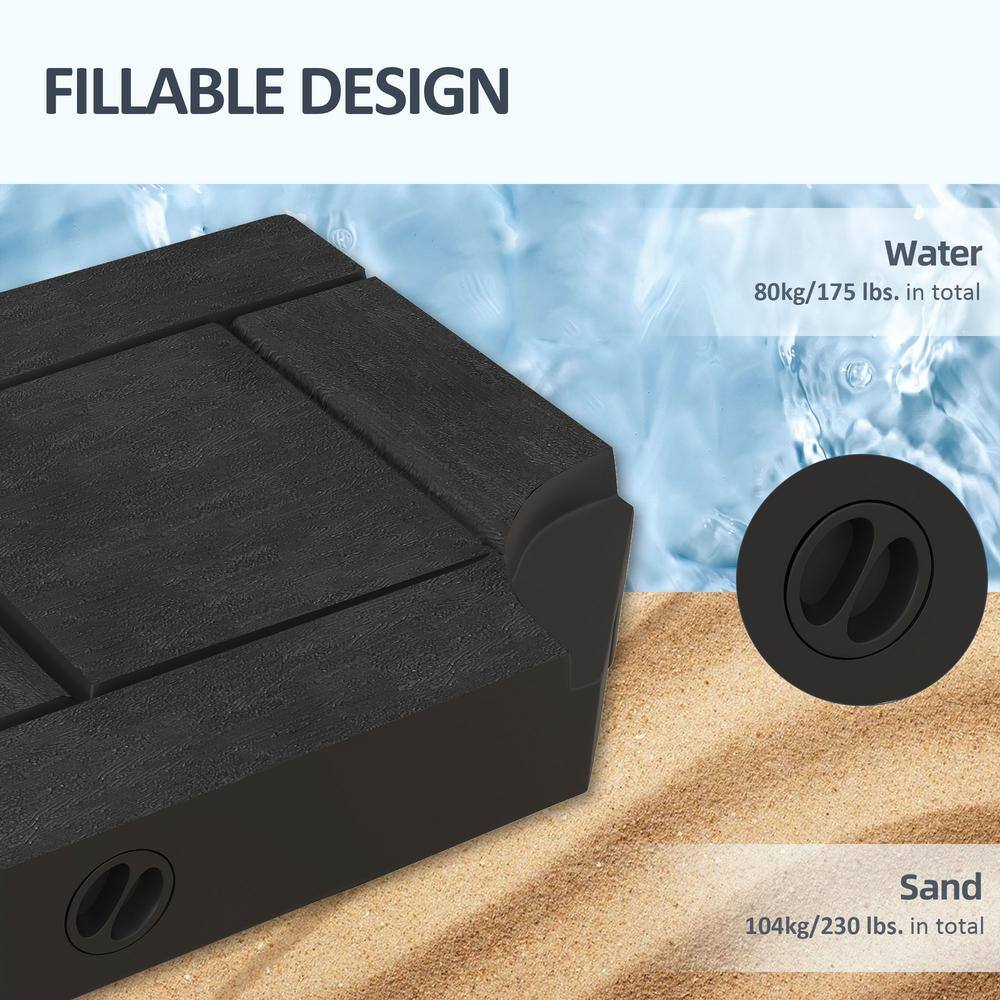 Black Fillable Plastic Patio Umbrella Base Weights Set