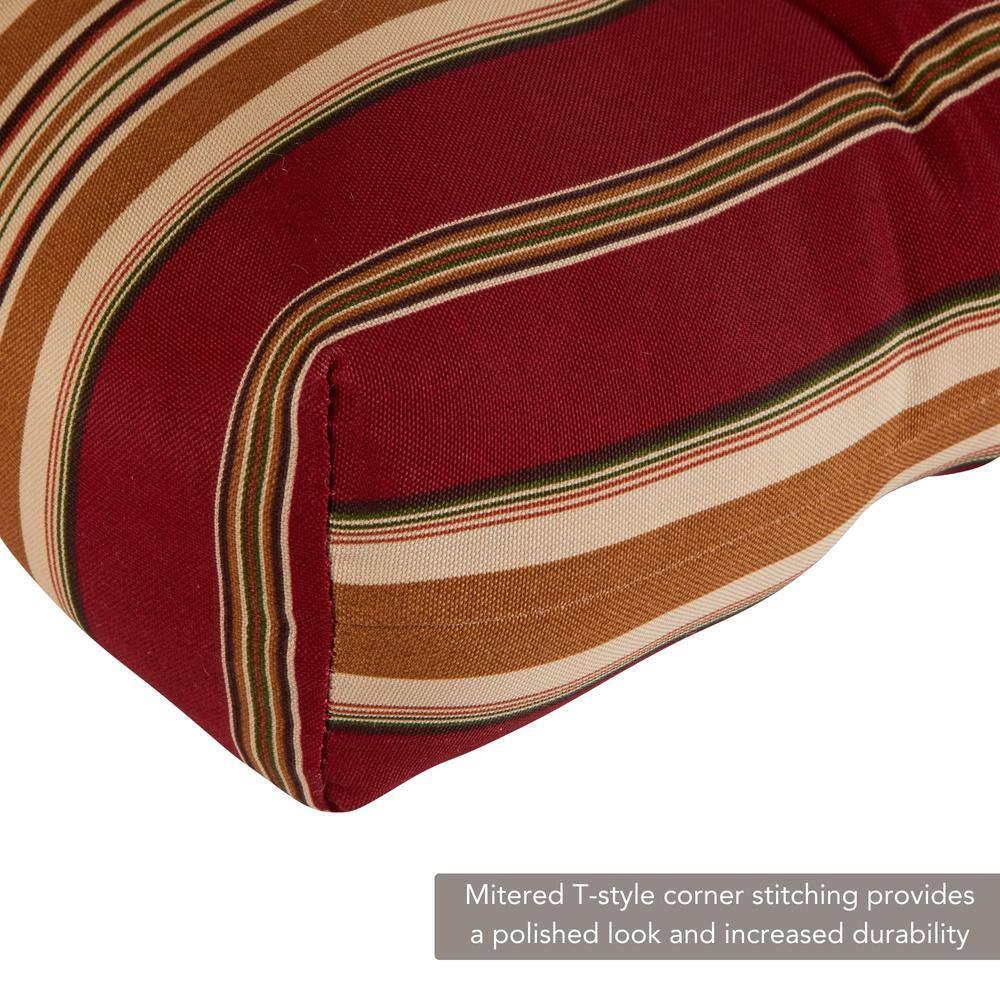 Roma Stripe Red and Beige Polyester Outdoor Bench Cushion