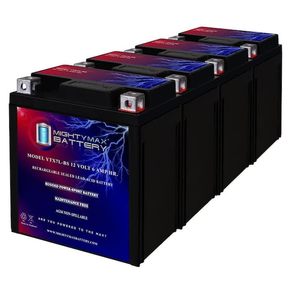 MIGHTY MAX BATTERY YTX7L-BS 12V 6Ah Battery Replaces Honda PES PS i - 150 2006 - 4 Pack