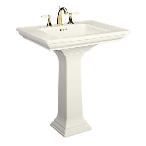 KOHLER Memoirs Ceramic Pedestal Combo Bathroom Sink in Biscuit with Overflow Drain