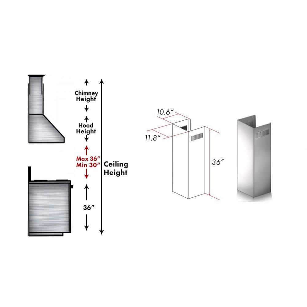 Adjustable Stainless Steel Outdoor Chimney Extension for 9-10 ft Ceilings