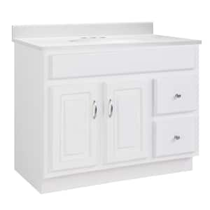 Concord 37 in. W Single Sink Bathroom Vanity in White with White Cultured Marble Top Assembled