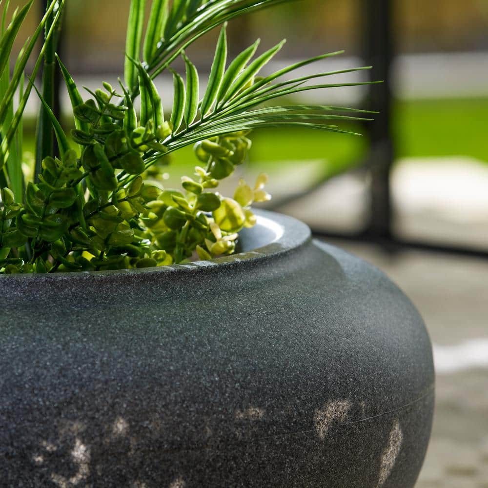 Granite Round Outdoor Garden Hose Storage Pot