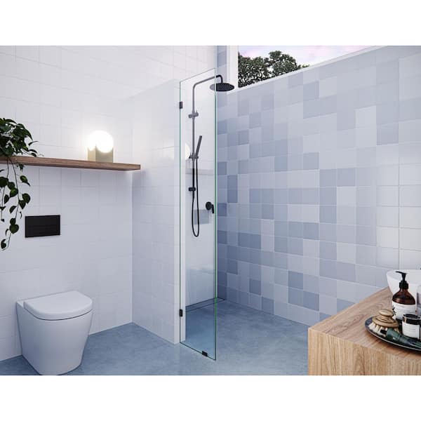 Glass Warehouse Vela 18.5 in. W x 78 in. H Frameless Fixed Single Panel Shower Door in Oil Rubbed Bronze Without Handle