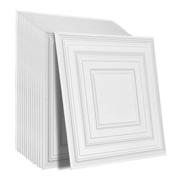 Ceiling Tiles, 12-Pack 24 in. x 24 in., Drop Ceiling Tiles Premium PVC Sheet (48 sq. ft.)