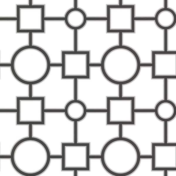 Brewster Geovine Black Geometric Black Wallpaper Sample