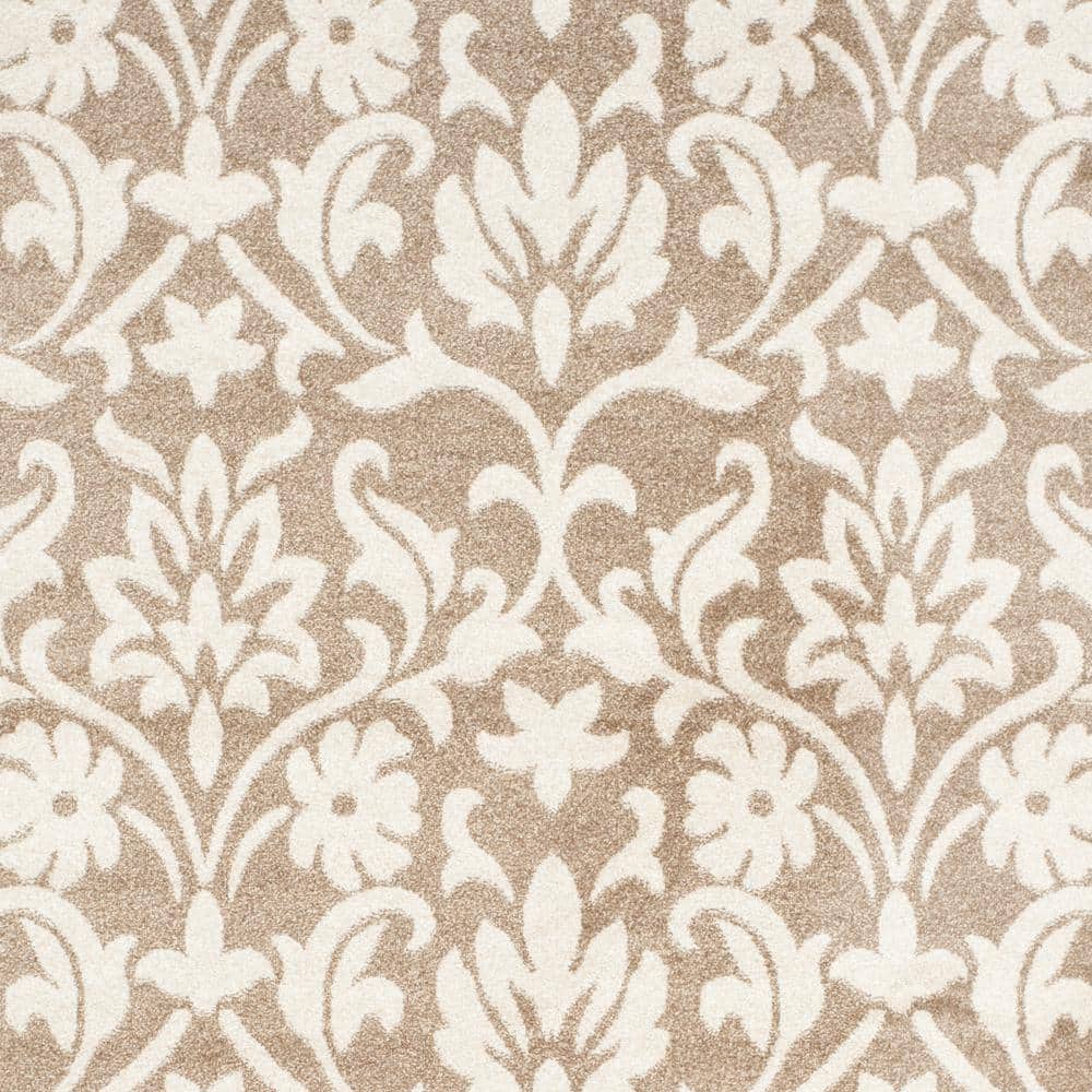 Wheat Beige Floral Synthetic Outdoor Area Rug, 10' x 14'